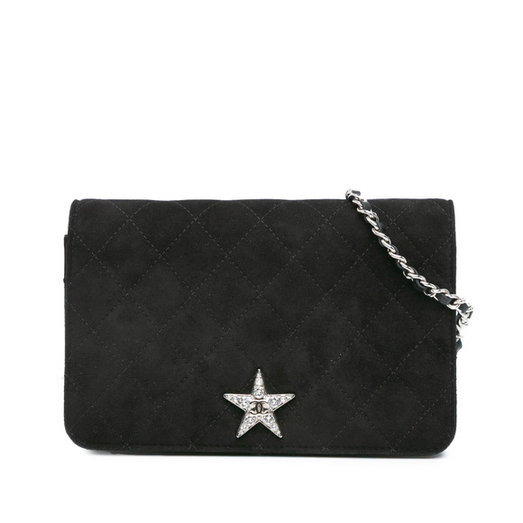 Pre-Loved Chanel Suede Cocostellar Wallet on Chain - Picture 1 of 11